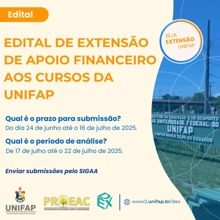 Leia mais sobre o artigo PROEAC lança Edital nº 04/2025 para seleção de Projetos de Extensão com apoio financeiro