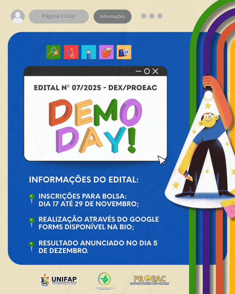 Leia mais sobre o artigo DEX/PROEAC lança Edital Nº 07/2025 para seleção de propostas de inovação (DEMODAY)