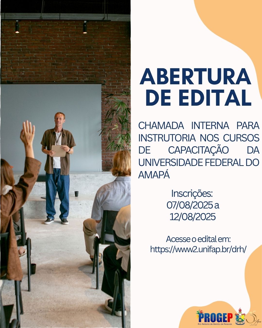 No momento, você está visualizando EDITAL Nº 01/2025 – PROGEP/UNIFAP CHAMADA INTERNA PARA INSTRUTORIA NOS CURSOS DE CAPACITAÇÃO DA UNIVERSIDADE FEDERAL DO AMAPÁ