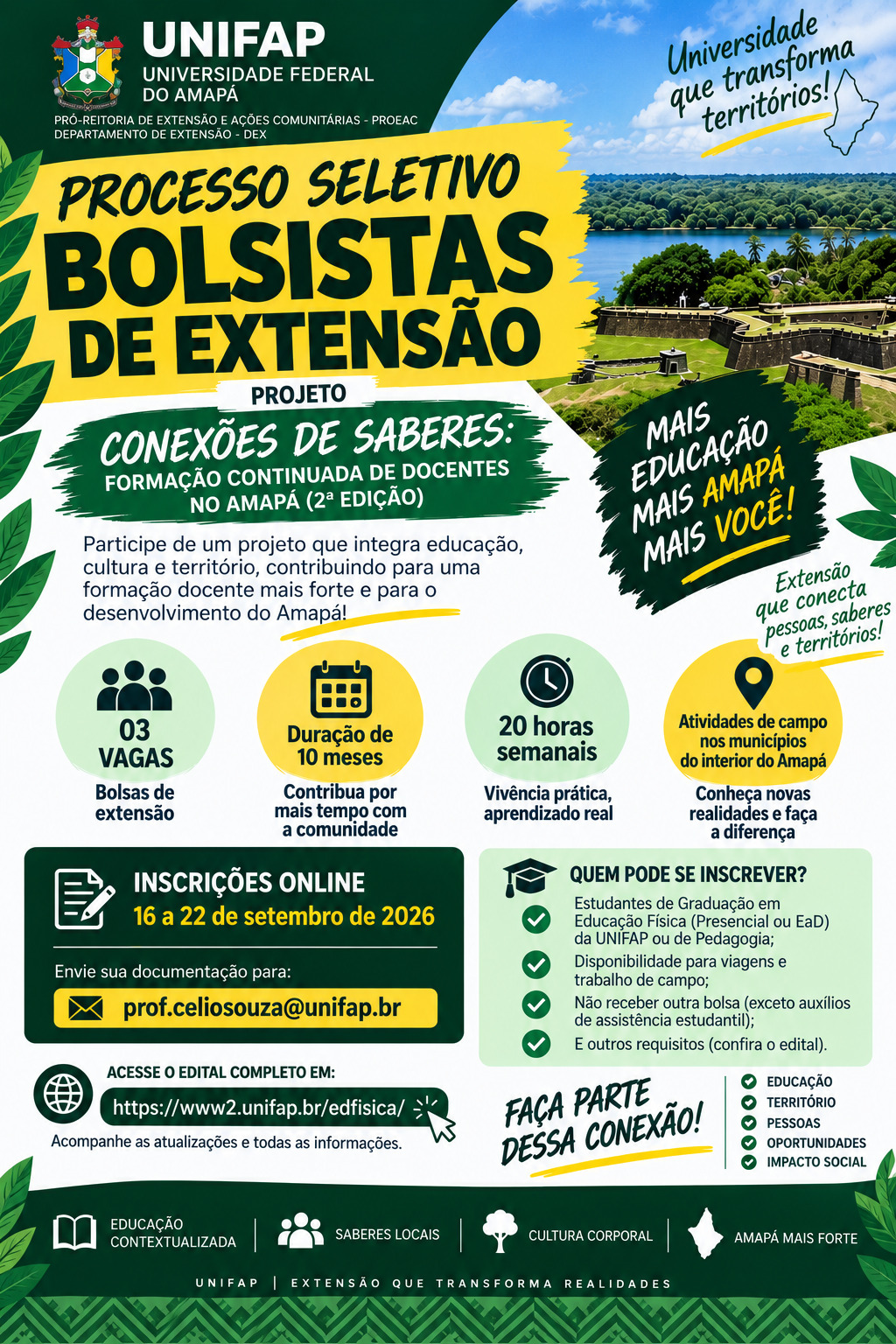 Leia mais sobre o artigo 🎓 OPORTUNIDADE NA UNIFAP! | SELEÇÃO DE BOLSISTAS DE EXTENSÃO EM EDUCAÇÃO FÍSICA 🚀