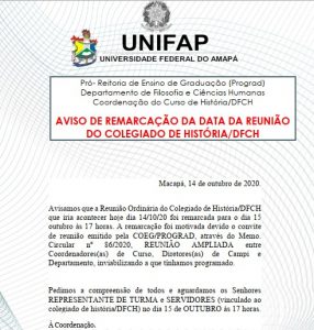 Read more about the article AVISO DE REMARCAÇÃO DA DATA DA REUNIÃO