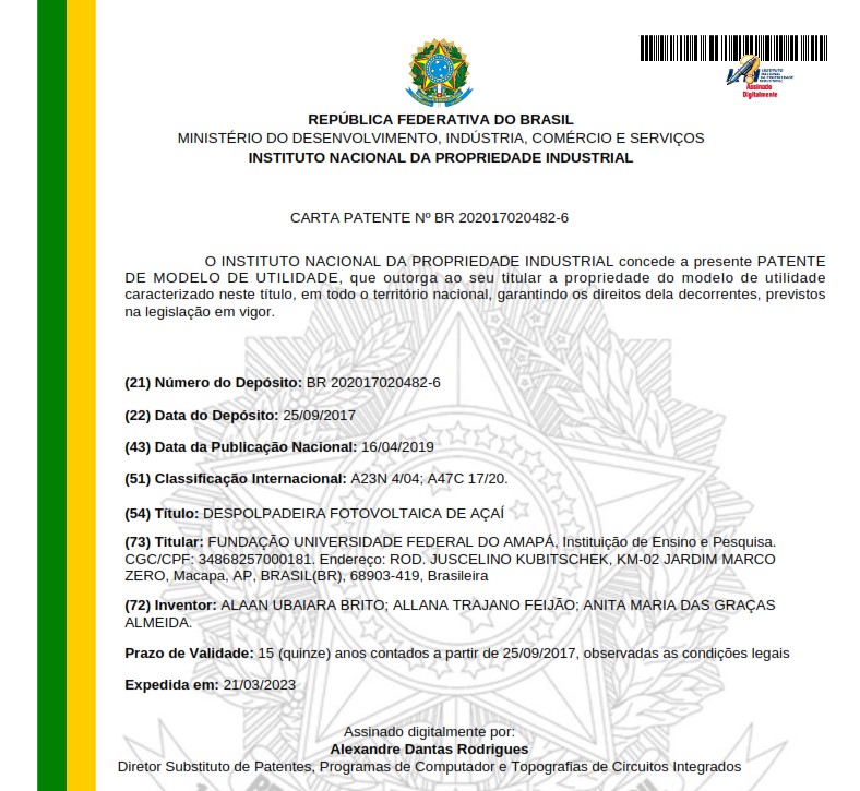 Você está visualizando atualmente Primeira Carta Patente do Estado do Amapá