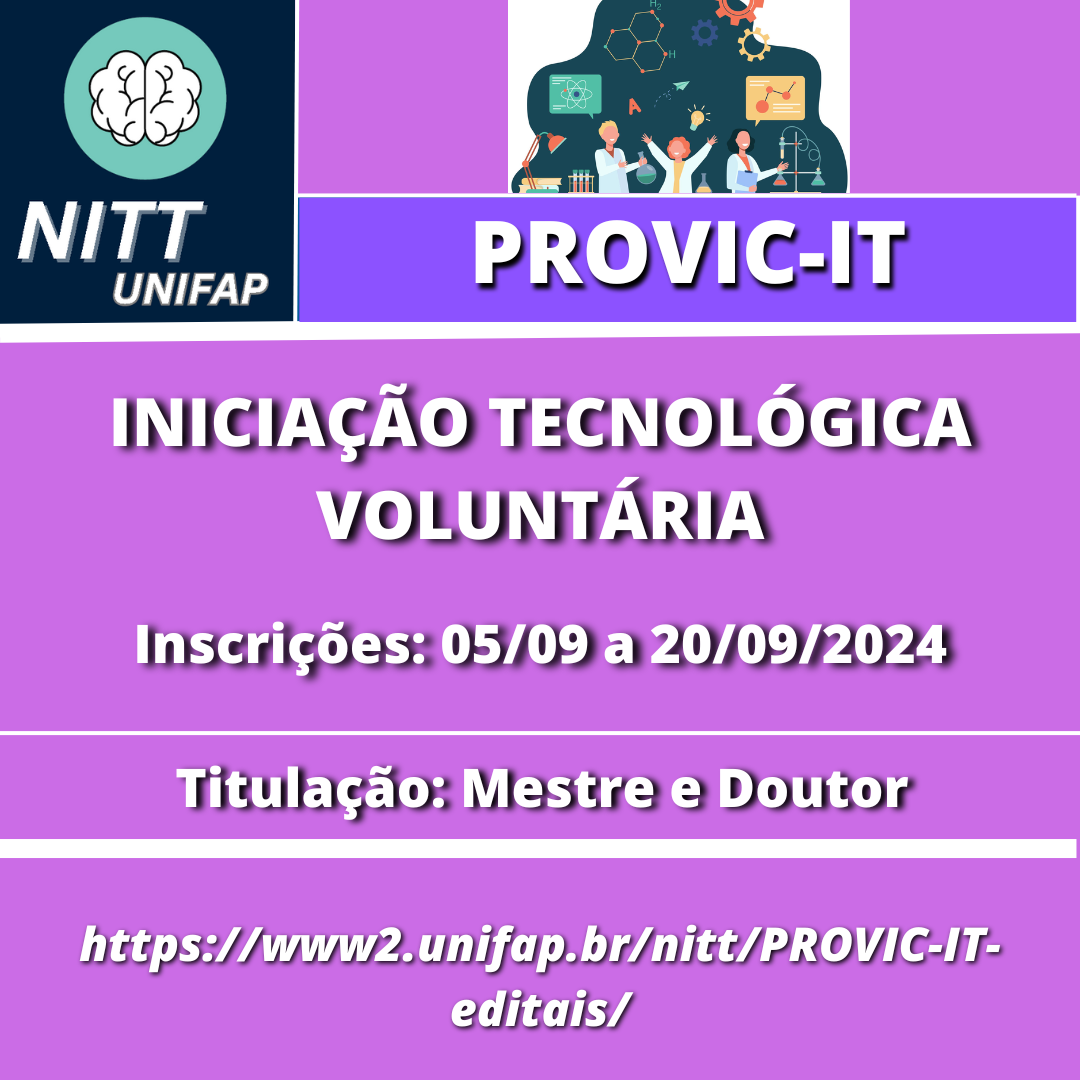 Você está visualizando atualmente Incrições abertas – PROVIC-IT 2024