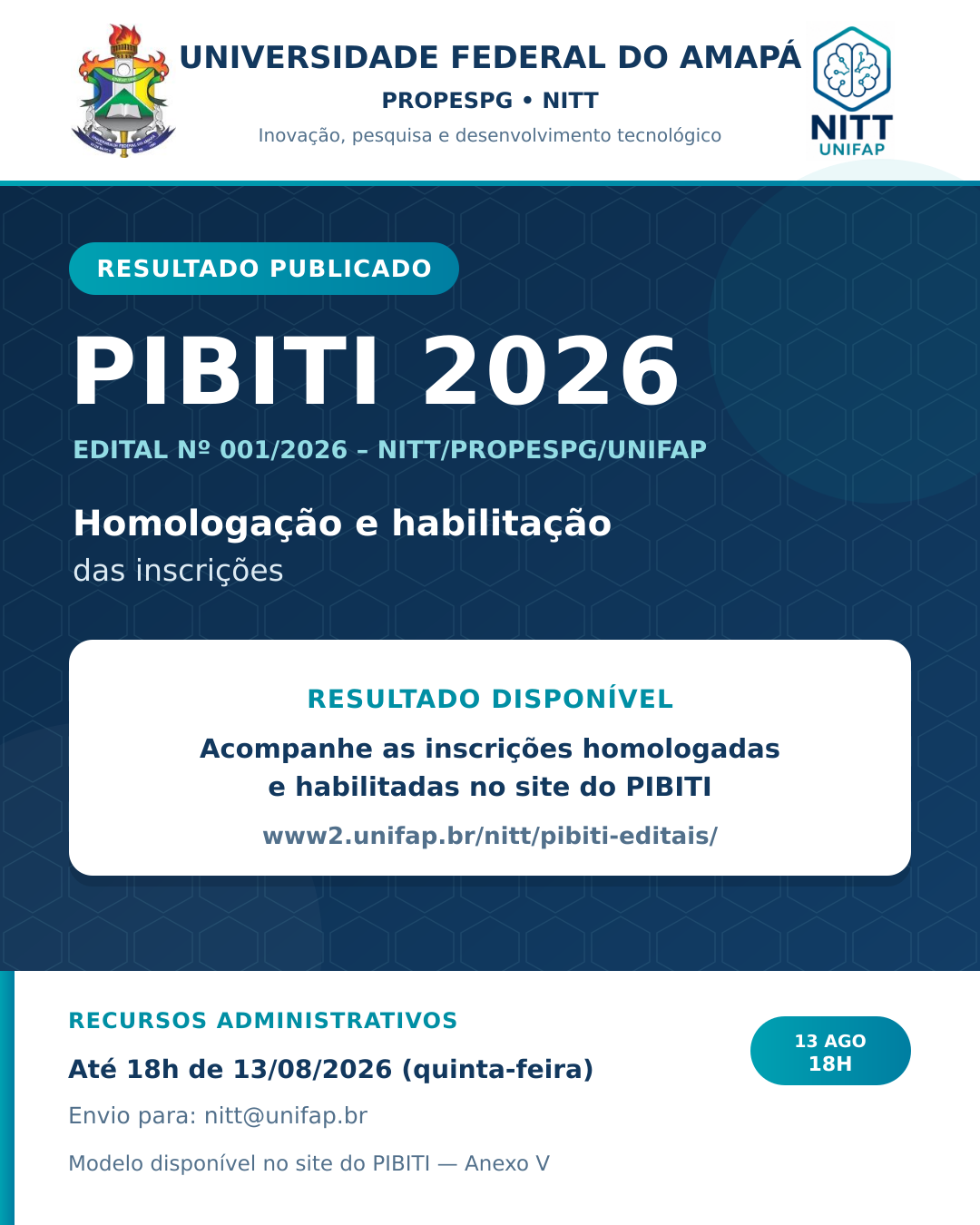 No momento, você está visualizando PIBITI 2026: publicado o resultado da homologação e habilitação das inscrições