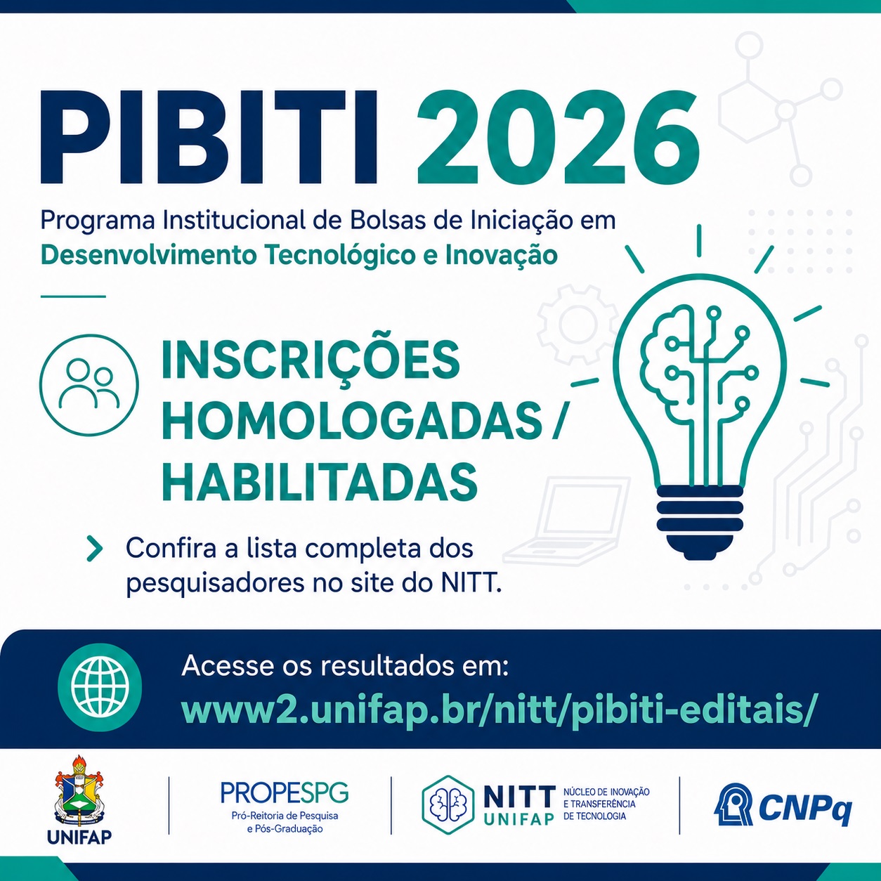 No momento, você está visualizando PIBITI 2026: publicado o resultado final da homologação das inscrições
