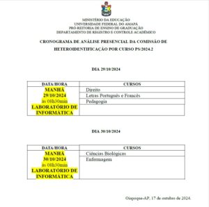 Leia mais sobre o artigo Convocação para candidatos classificados no PS 2024.2 da UNIFAP – Campus Binacional