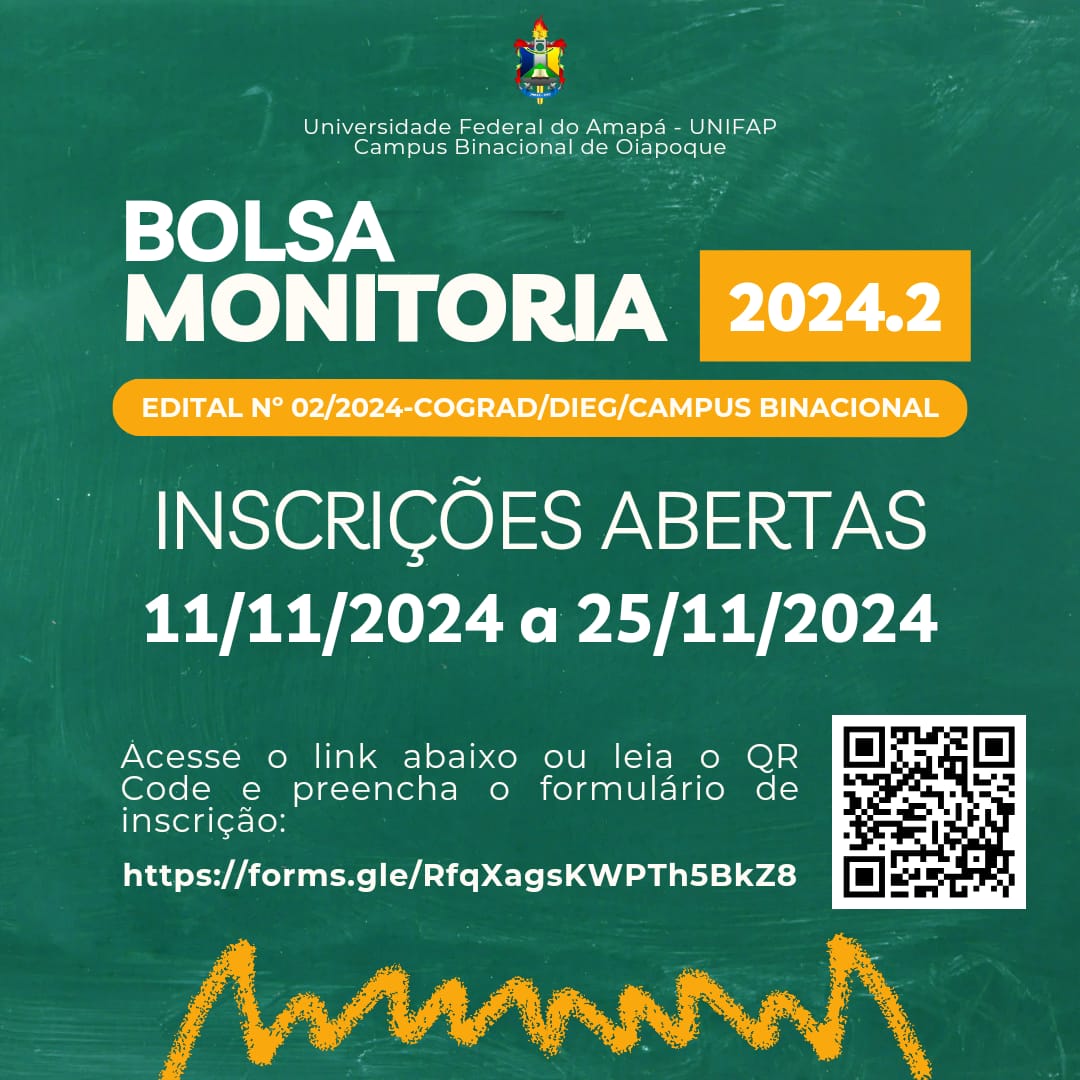 Leia mais sobre o artigo EDITAL Nº 02/2024 – PROCESSO DE SELEÇÃO PARA O PROGRAMA DE BOLSA MONITORIA