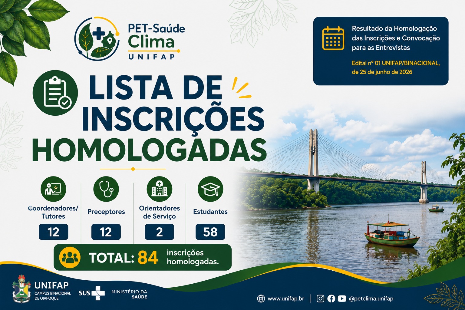 Leia mais sobre o artigo UNIFAP – Campus Binacional divulga resultado da homologação das inscrições e convoca candidatos para as entrevistas do Processo Seletivo PET-Saúde: Clima