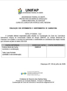 Leia mais sobre o artigo Eleições da Coordenação do Curso de Licenciatura Intercultural Indígena da Universidade Federal do Amapá (UNIFAP), do Campus Binacional de Oiapoque