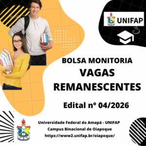 Leia mais sobre o artigo BOLSA MONITORIA EDITAL Nº 04/2026 – VAGAS REMANESCENTES
