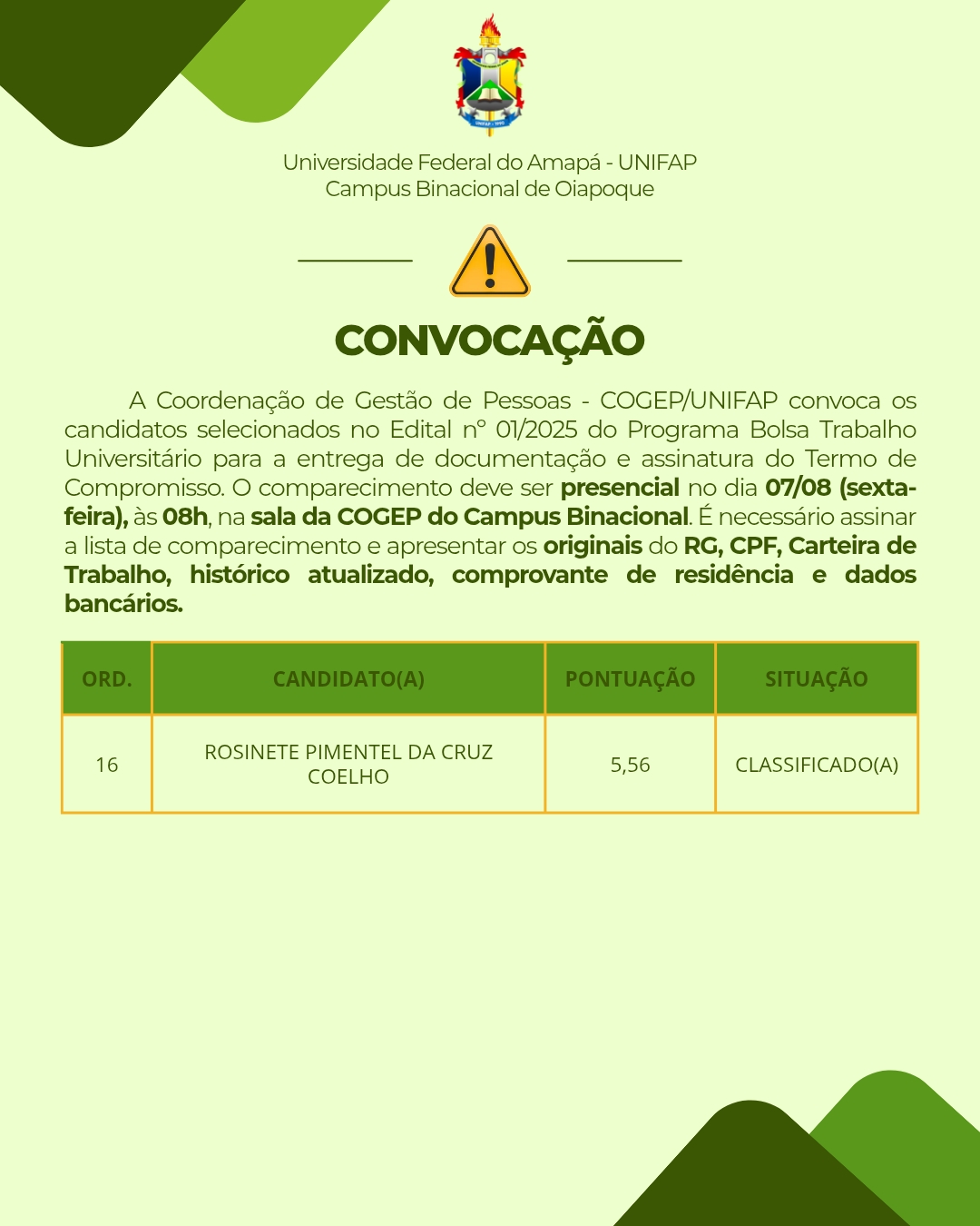 No momento, você está visualizando BOLSA TRABALHO UNIVERSITÁRIO – 5ª CONVOCAÇÃO