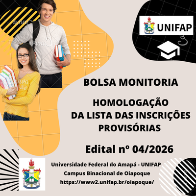 Leia mais sobre o artigo HOMOLOGAÇÃO DA LISTA DAS INSCRIÇÕES PROVISÓRIAS – BOLSA MONITORIA 2026.2