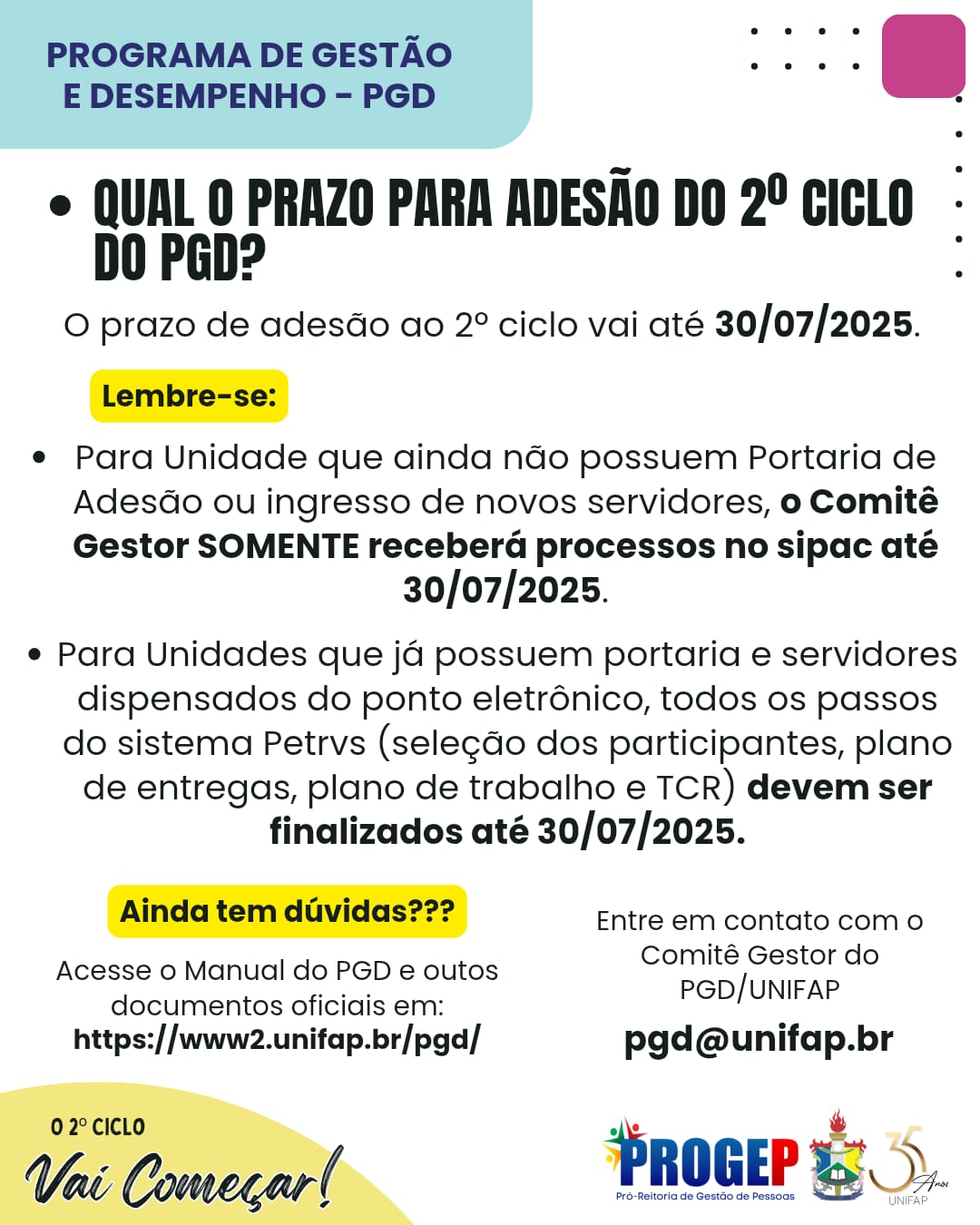 2.1 Prazo para adesao 2 ciclo